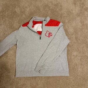 Louisville Cards Gray and Red Quarter-Zip Pullover